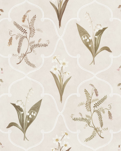 Tapet floral pastelat într-un dormitor luminos