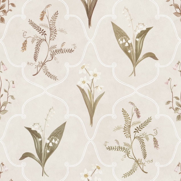 Tapet floral pastelat într-un dormitor luminos