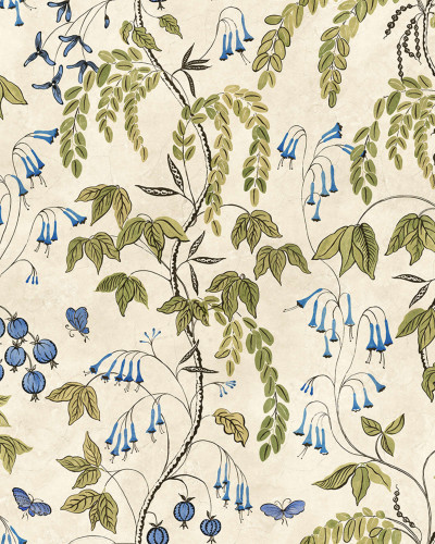 Tapet floral verde masliniu cu design elegant