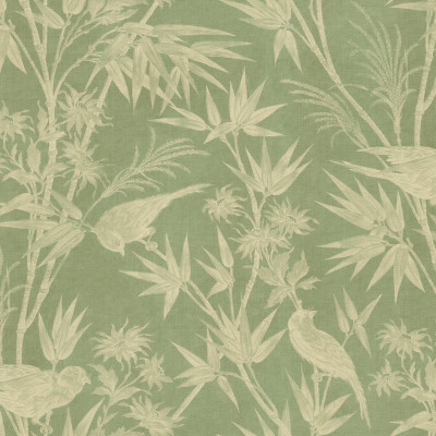 Tapet mural cu design floral și păsări, fundal verde