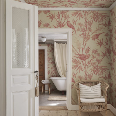 Fototapet floral roșu cu aspect elegant