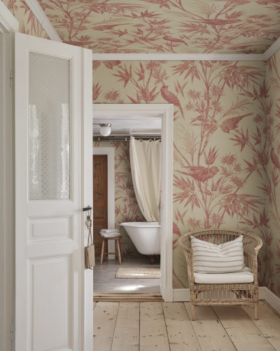 Fototapet floral roșu cu aspect elegant