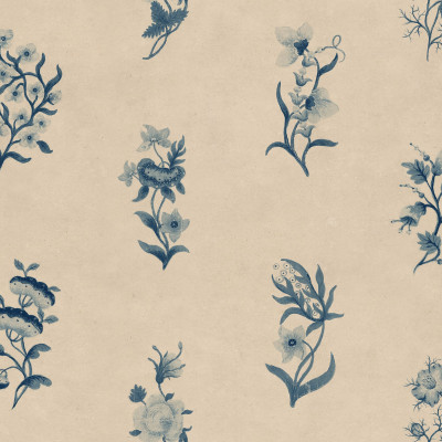 Tapet floral albastru pe perete
