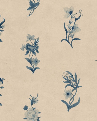 Tapet floral albastru pe perete