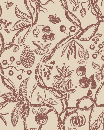 Tapet cu design floral burgundy, arborele vietii