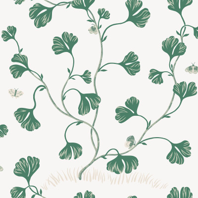 Tapet floral verde cu detalii delicate într-un interior modern