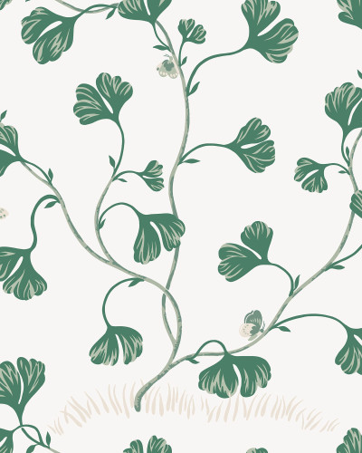 Tapet floral verde cu detalii delicate într-un interior modern