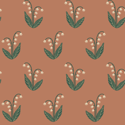 Tapet floral terracotta în bucătărie