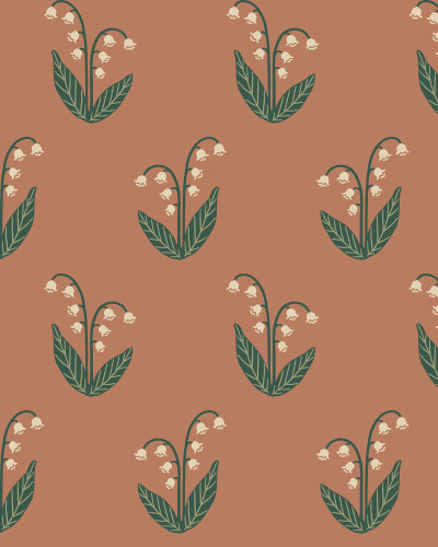 Tapet floral terracotta în bucătărie