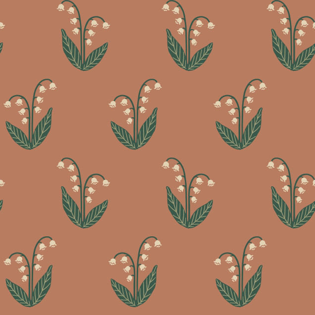 Tapet floral terracotta în bucătărie
