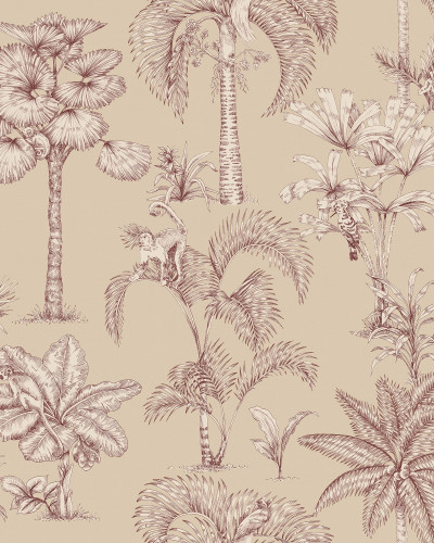 Tapet bej cu model tropical palme