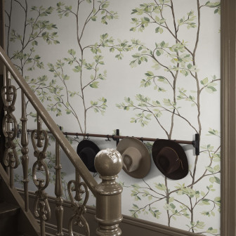 Tapet cu motiv floral verde, design elegant pentru interior