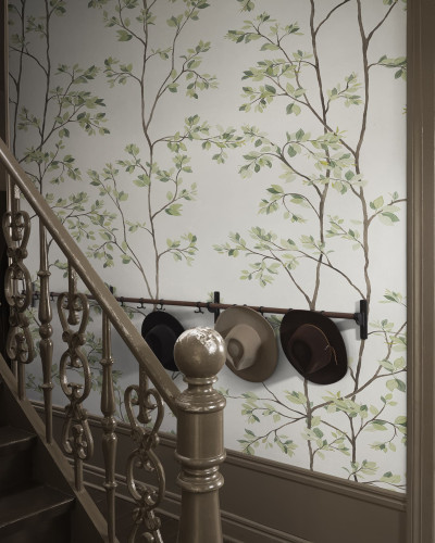 Tapet cu motiv floral verde, design elegant pentru interior