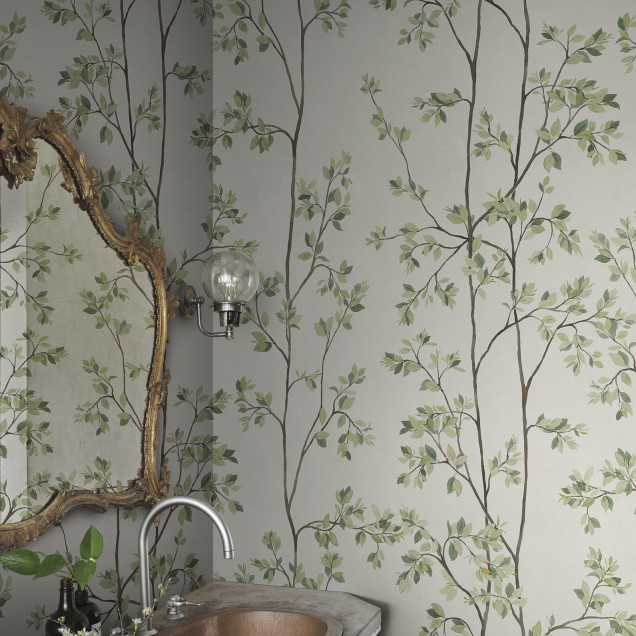 Tapet cu motiv floral verde, design elegant pentru interior