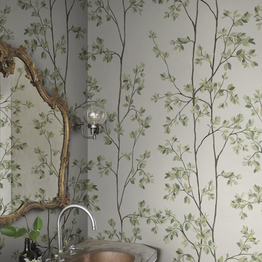 Tapet floral bleu într-un interior elegant
