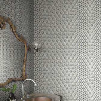 Tapet floral albastru cu model delicat