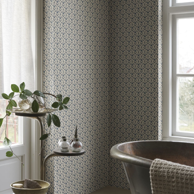 Tapet floral albastru cu model delicat