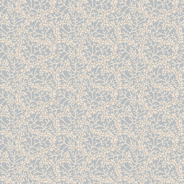 Tapet floral albastru deschis și coral, ideal pentru un decor elegant.