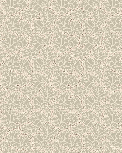 Tapet floral delicat în nuanțe de verde și corai, ideal pentru un decor interior rafinat