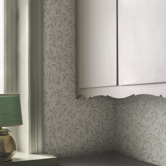 Tapet floral verde salvie aplicat pe perete