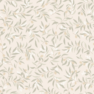 Tapet floral verde salvie aplicat pe perete