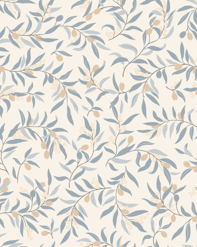 Tapet floral albastru deschis, design elegant