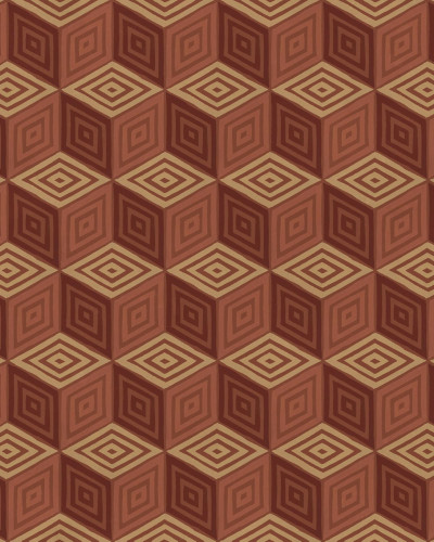 Tapet geometric terracotta într-o cameră elegantă