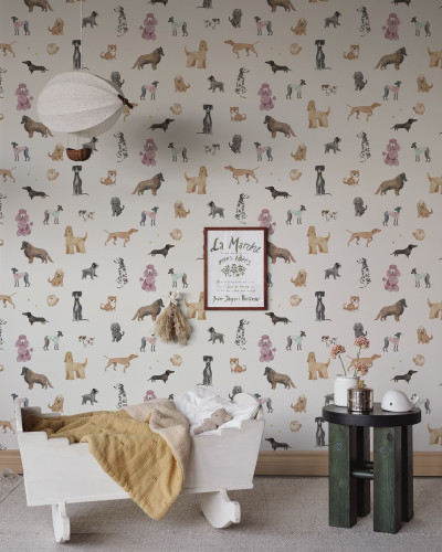 Tapet cu design canin, fundal alb