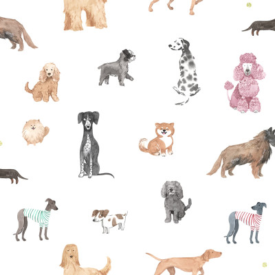 Tapet cu design canin, fundal alb