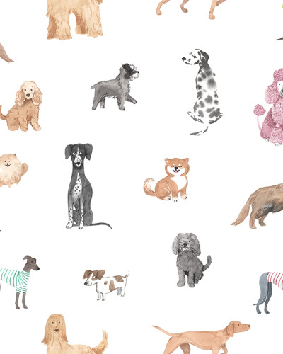 Tapet cu design canin, fundal alb