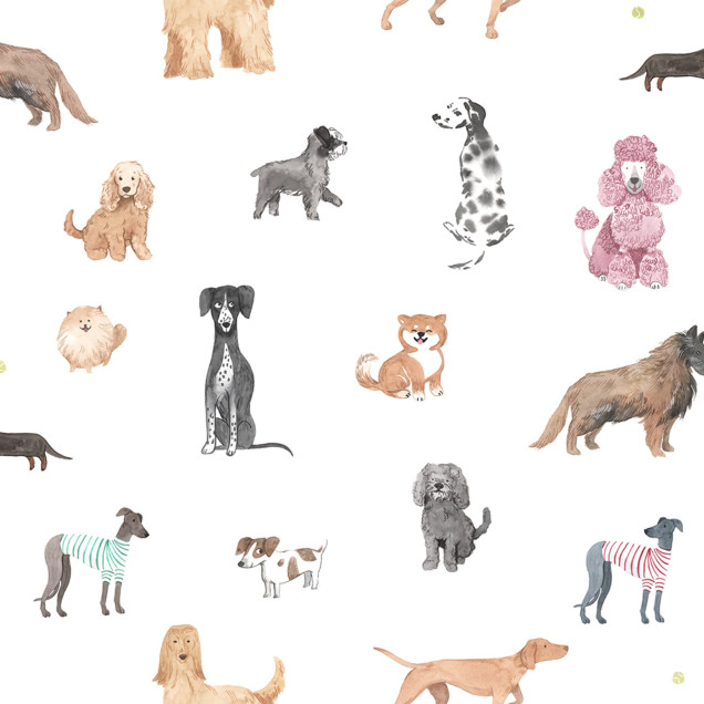 Tapet cu design canin, fundal alb