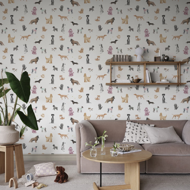 Tapet cu design canin, fundal alb