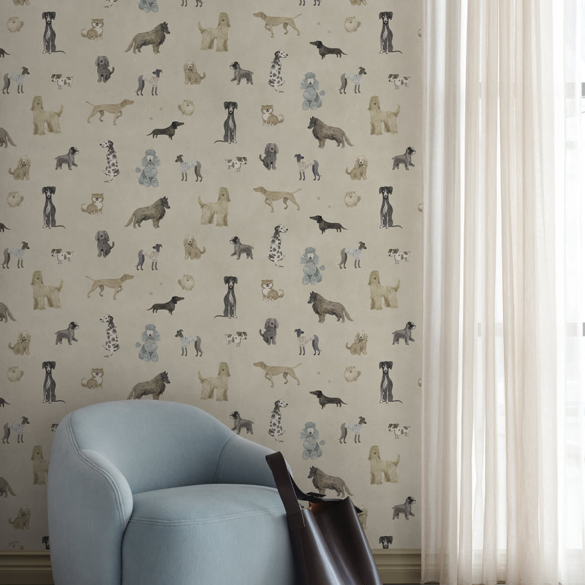 Tapet cu design canin, fundal alb