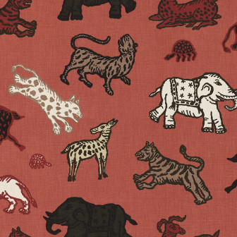Tapet cu model animalier pe fond roșu