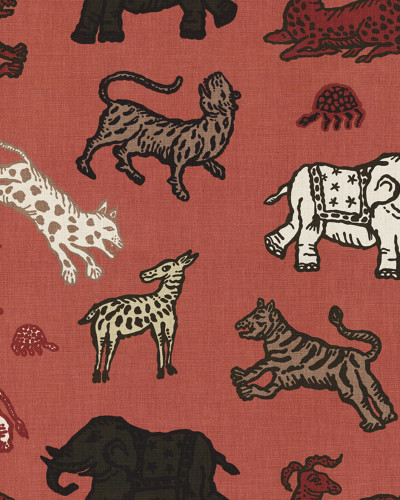 Tapet cu model animalier pe fond roșu