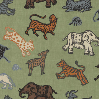 Tapet verde cu animale