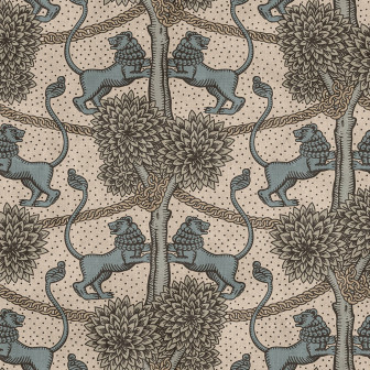 Tapet bej cu model floral stilizat în sufragerie