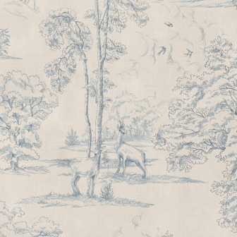 Fototapet cu peisaj albastru într-o sufragerie