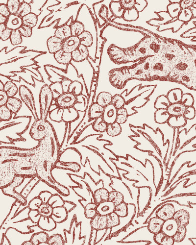 Dormitor decorat cu fototapet floral roșu