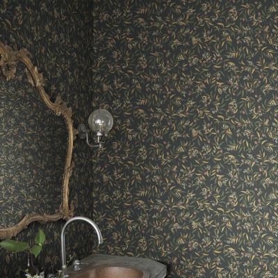 Tapet floral antracit cu design delicat