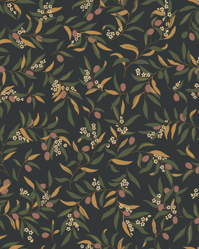Tapet floral antracit cu design delicat