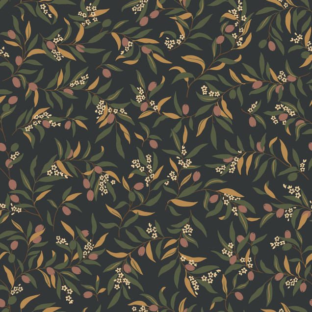 Tapet floral antracit cu design delicat
