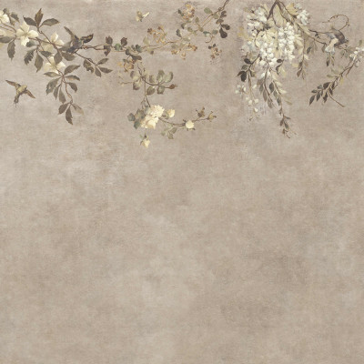 Tapet bej cu design floral delicat