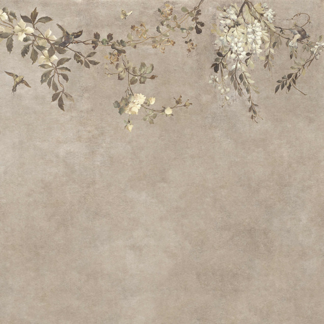 Tapet bej cu design floral delicat