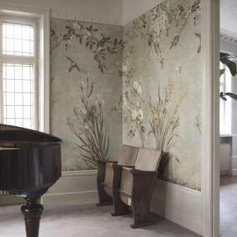 Tapet floral bej cu design elegant