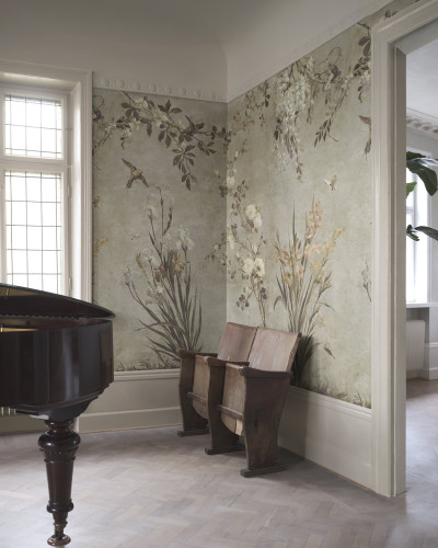 Tapet floral bej cu design elegant