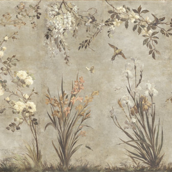 Tapet floral bej cu design elegant