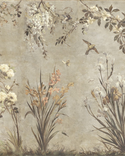 Tapet floral bej cu design elegant