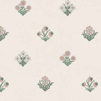 Tapet floral roz cu model delicat pe un perete interior