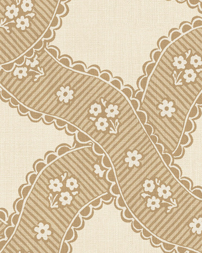 Tapet cu model geometric bej în dormitor